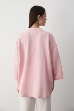 Pembe Iç Kemerli Fakir Kol Kimono - 5383