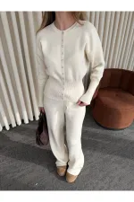 Off-white snap-button knit set - 904