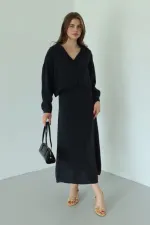 Ensemble robe-chemise en modal noir - 51153