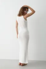White Dress with Front Twist Detail