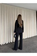 Siyah Hakim Yaka Ceket Pantolon Takım - 7100