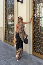 Robe asymétrique drapée à col halter