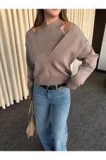 Bej İkili V Yaka Kazak - 251206