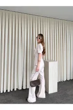 Bej Balon Kol Düğmeli Ceket Pantolon Takım - 0440