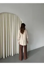 Chemise à ceinture boutonnée croisée 100% coton naturel