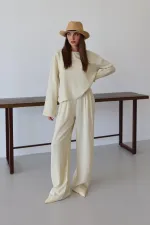 Ensemble chemisier et pantalon jaune Marisol