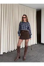 Brown Mini Short Skirt - 251139 Brown Mini Short Skirt - 251139