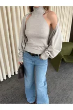 Ensemble boléro en maille vison - 601117