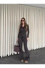 Brown Lace Two-Piece Knit Set - 2602 Brown Lace Two-Piece Knit Set - 2602