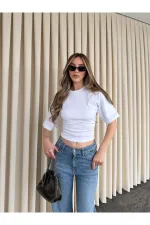 Beyaz Yanı Drapeli Body - 261003