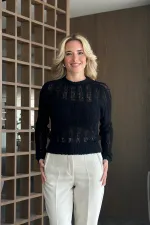 Chemisier noir en maille - 4413