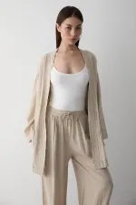 Ensemble kimono 100 % coton naturel avec poches et ceinture - 8491