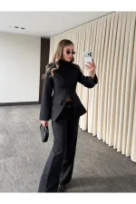 Siyah Hakim Yaka Ceket Pantolon Takım - 7100