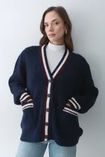 Gilet bleu marine et bordeaux à poches - 241143