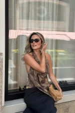 Robe asymétrique drapée à col halter