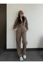 Camel 100% Cotton Hooded Ribbed Set - 51232 Camel 100% Cotton Hooded Ribbed Set - 51232