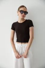 Acı Kahve Crop Bluz - 1182