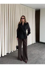 Siyah Vatkalı Transparan Gömlek - 5029