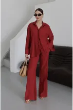 Ensemble kimono bordeaux de Pékin