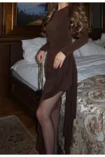 Robe courte marron sable - 0533