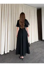 Siyah Seyyar Broşlu Elbise - 3151