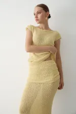 Ensemble deux pièces jaune drapé - 7257