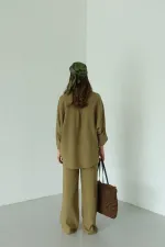 Khaki Lirio Shirt and Pants Set - 8674