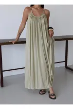 Haki Askılı Rahat Kesim Elbise