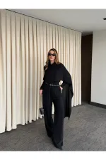 Siyah Kemerli Şal Yaka Gömlek Pantolon Takım - 8004