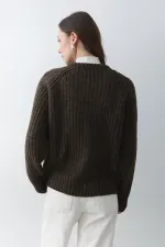 Gilet 5 boutons couleur café chiné - 251061