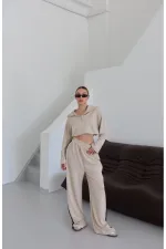 Stone Hooded Trimmed Set - 8569