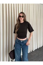 Kahverengi Yanı Drapeli Body - 261003