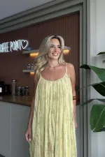 Sarı Renk Geçişli Elbise