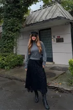 Black Patterned Skirt - 251125