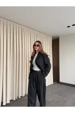 Ensemble veste courte et pantalon noir - 9689