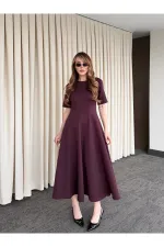 Bordo Godeli Elbise - 05174