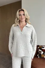 Ensemble pull en maille beige - 98074