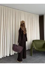 Ensemble pull en maille marron - 98078