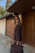 Brown Corduroy Oversize Sweater - 26808 Brown Corduroy Oversize Sweater - 26808