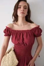 Robe froncée couleur tuile - 2002