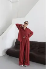 Ensemble kimono bordeaux de Pékin