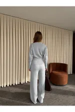 Ensemble en maille grise à boutons-pression - 904