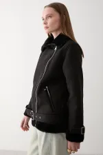 Black Fur-Lined Coat Black Fur-Lined Coat
