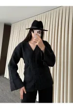 Antrasit Düğmeli Basic Hırka - 4622