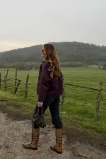 Bordo Cepli Kadife Yaka Ceket - 5124