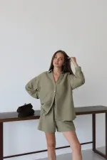 Haki Lorita Gömlek Şort Takım