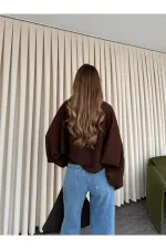 Ensemble boléro tricoté marron foncé - 601117