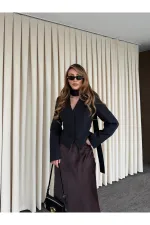 Black Padded Jacket with Scarf - 85175 Black Padded Jacket with Scarf - 85175