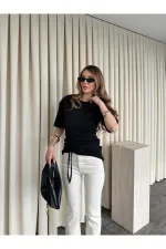 Siyah Yandan Büzgülü Bluz - ÖB261025