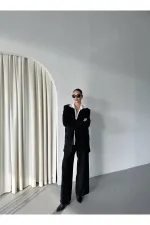 Siyah Cintia Ceket Pantolon Takım